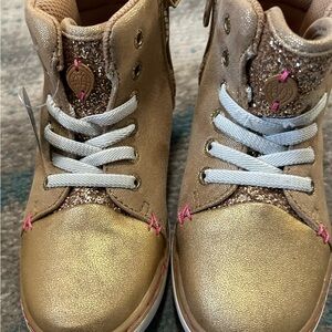 Gold and Pink Glitter Kids Boots